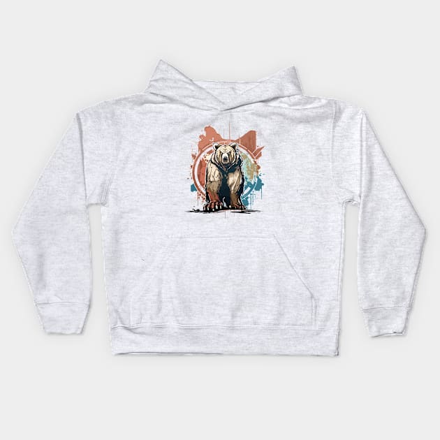 Graffiti Paint Grizzly Bear Creative Kids Hoodie by Cubebox